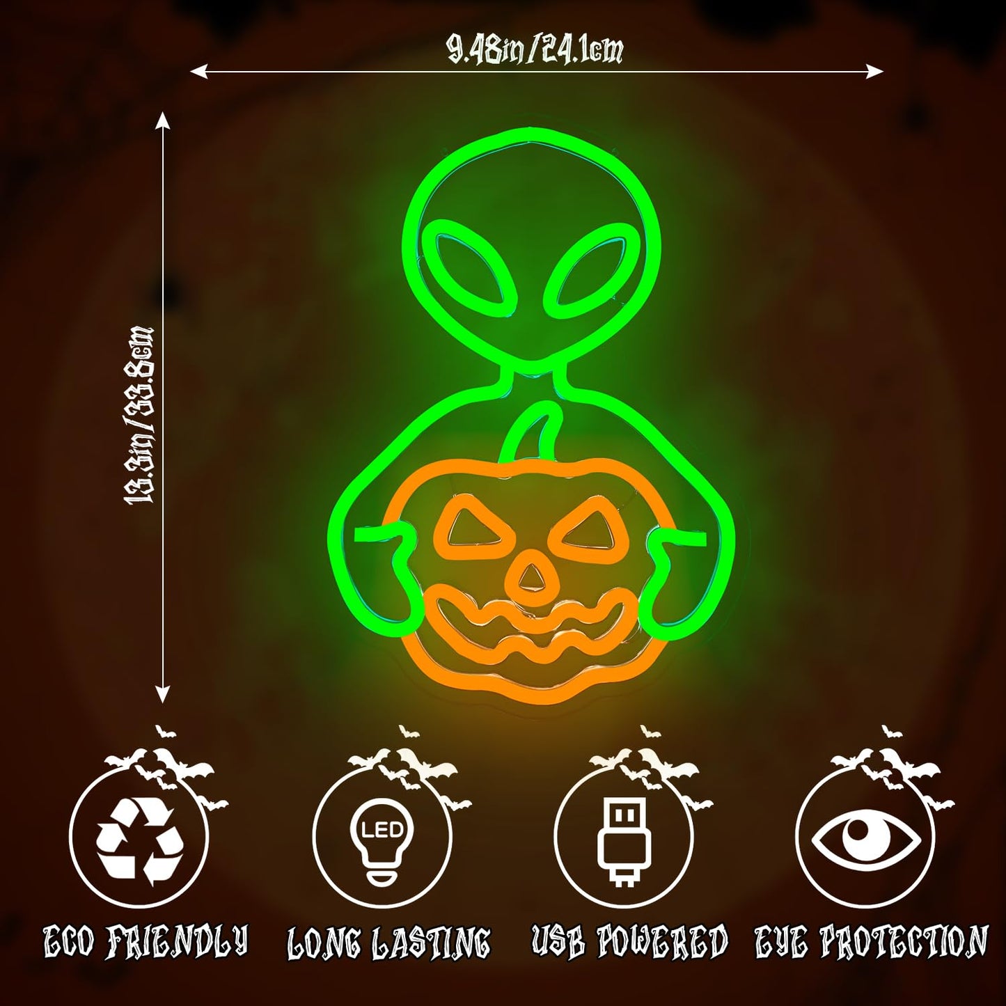 Jeanchrl Alien Pumpkin Neon Sign Halloween Neon Light Sign For Bedroom Usb Powered Pumpkin Led Sign For Wall Decor Adjustable Alien Neon Wall Art Gifts For Friends Kids Halloween Decorations