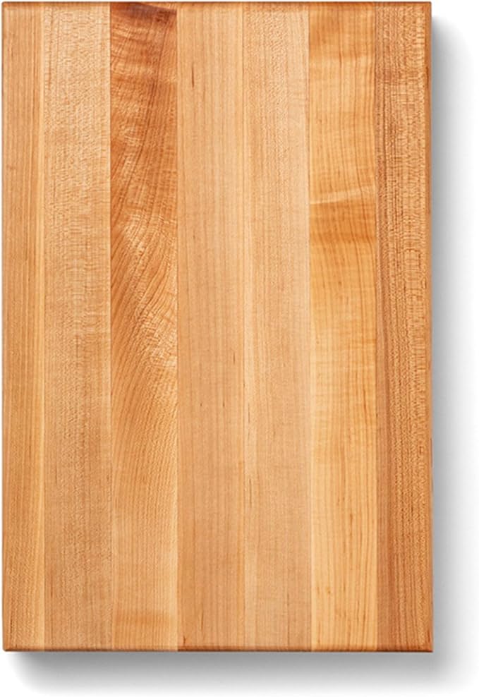 John Boos RA-Board Series Rectangular Wooden Maple Cutting Board 18”x12” – 2.25” Thick, 13-lb Reversible Butcher Block with Edge-Grain & Finger Grips – Made in the USA