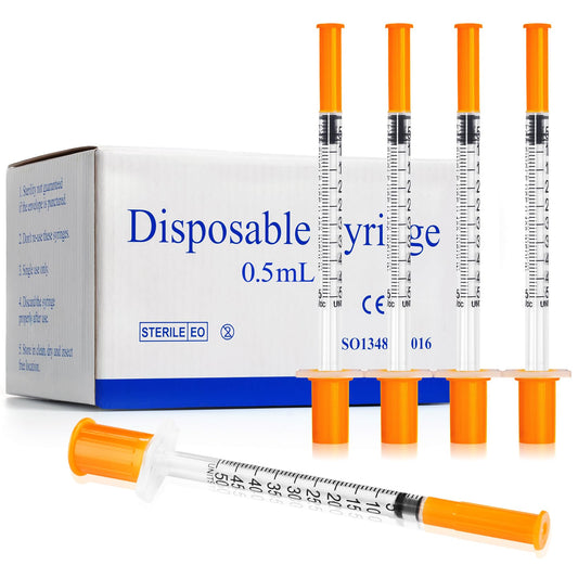 0.5ml 30 Gauge 0.5cc 30G 5/16 Inch 8mm Disposable U-100 Lab Supplies, Box of 100