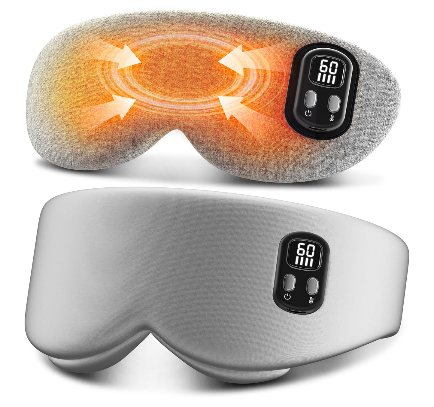 Heated Eye Mask - Cordless Eye Mask for Dry Eyes, Eye Relief, Improved Sleep, Timed Shutdown, 4 Temperature, Washable Eye Heating Pad for Travel, Removable for Cleaning - Grey