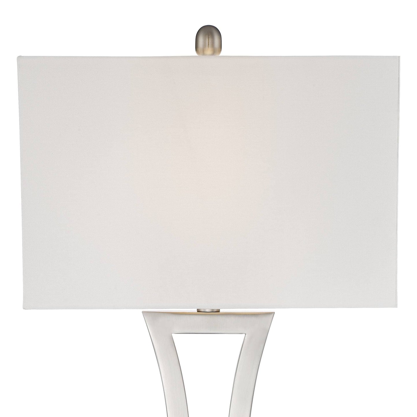 360 Lighting Roxie 31 Tall Table Lamps Set Of 2, Brushed Nickel Metal, Off White Fabric Shade For Bedroom, Living Room, Home Office