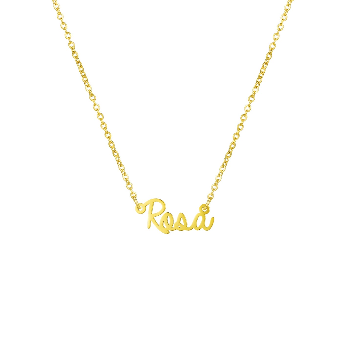 Awegift Women Jewelry Name Necklace Big Initial Gold Plated Best Friend Women Gift for Her Rosa