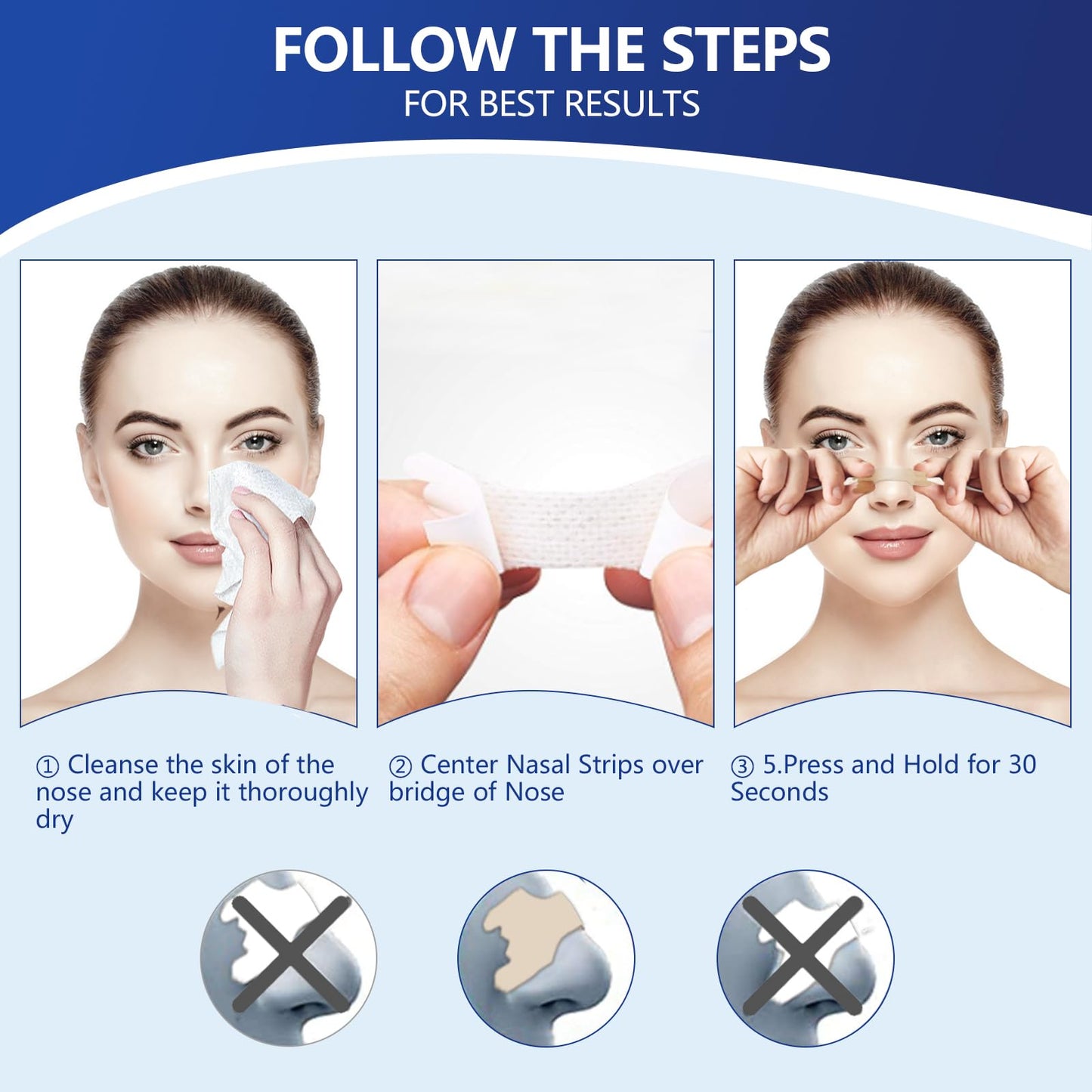 MQUPIN 150 Counts Nasal Strips Upgraded, Drug-Free, Safe, Long Effect, Reduction Snoring, Nasal Strips for Snoring Congestion Relief(66mm*19mm)