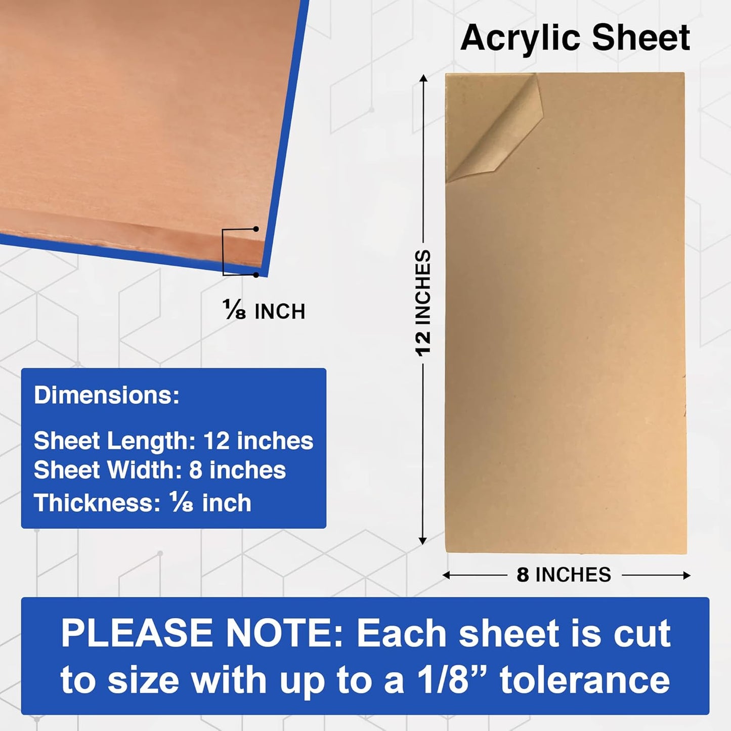 Duco USA-Made Clear Cast Acrylic Sheet 1/8 Inch Thick 8" x 12" - 4 Pack of Transparent Plexiglass Sheet - Lightweight Acrylic Board for Window Replacements, Displays, Signs, and More