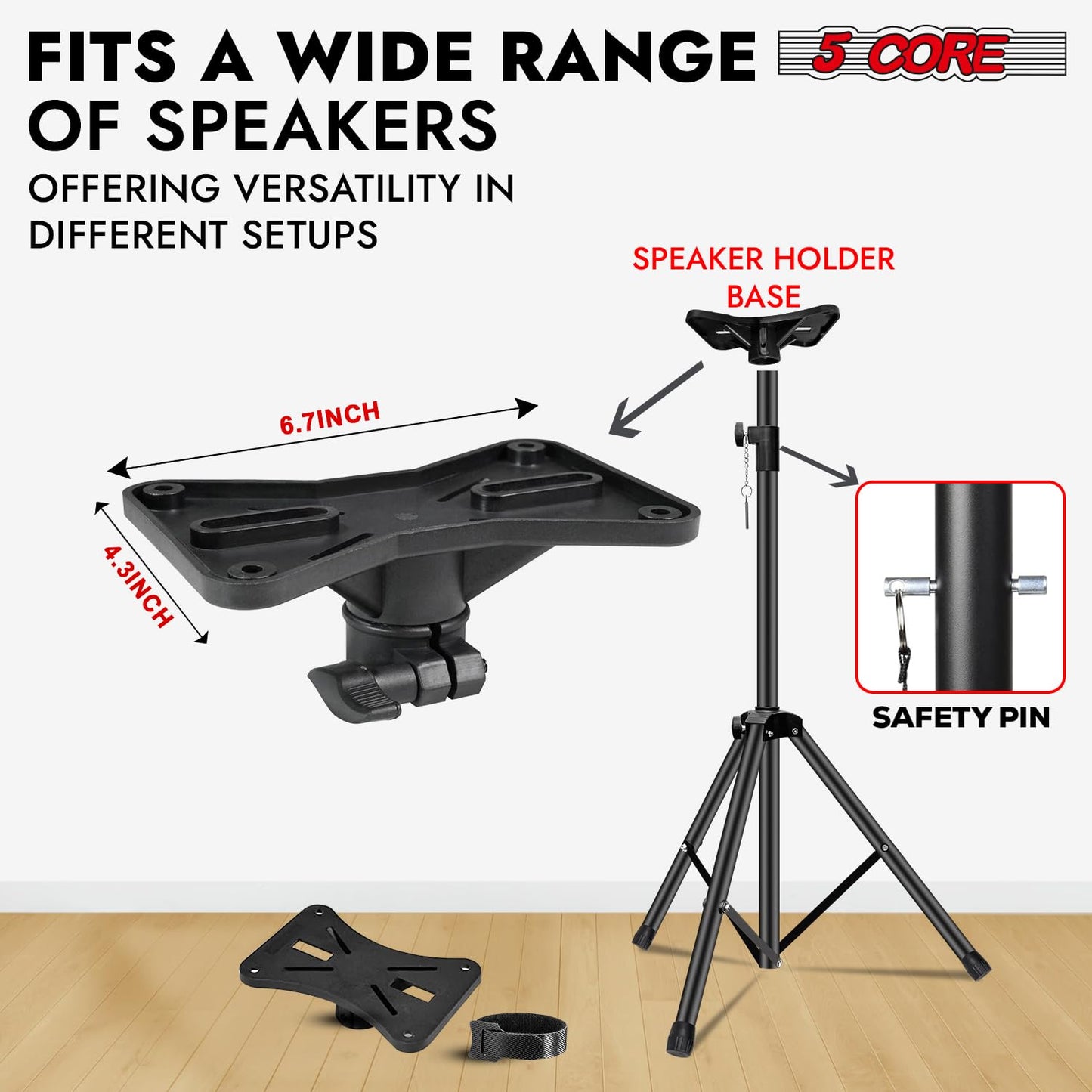 5 Core Speaker Stand Tripod Pair Floor Tall Adjustable Up To 72 Inch Dj Studio Monitor Stands Pole Mount (Yellow)