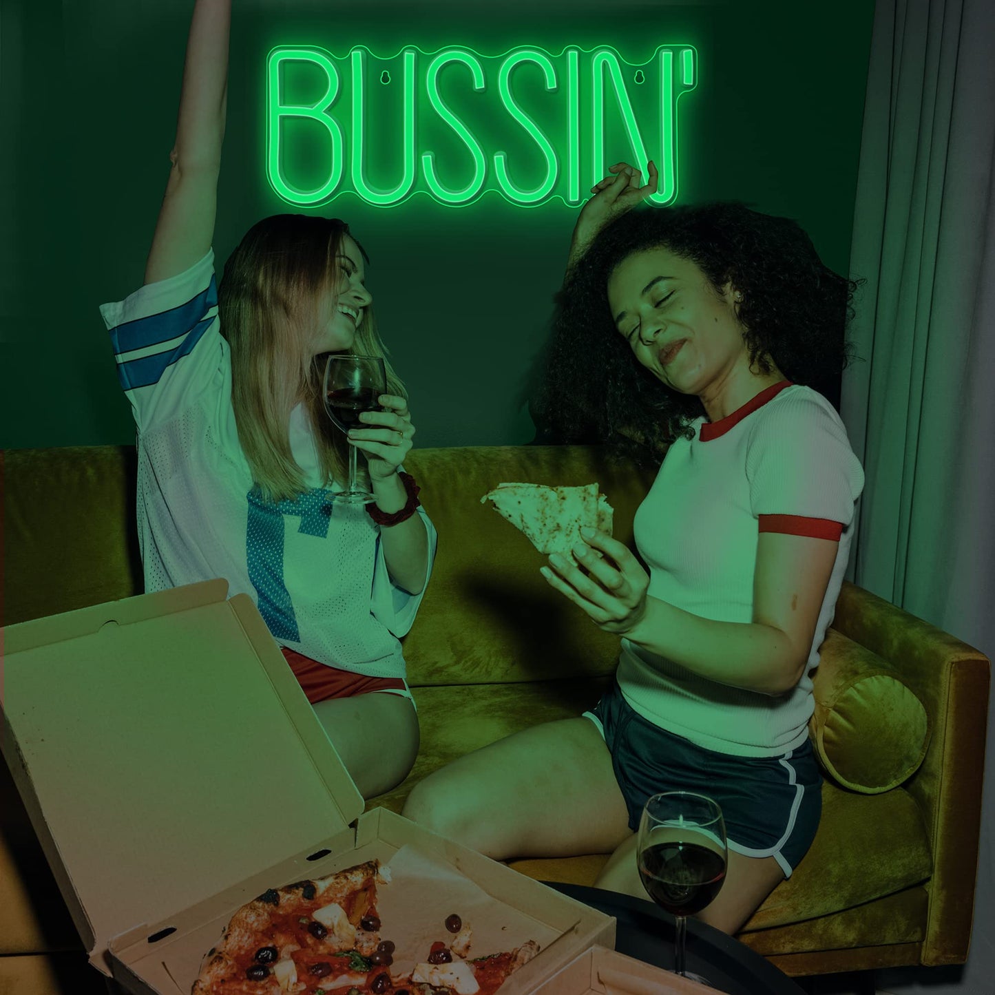 Lumoonosity Bussin Neon Sign - Green Led Light For Gamers/Streamers - 16.9 X 6.5 Inches - On/Off Switch - Trendy Wall Decor