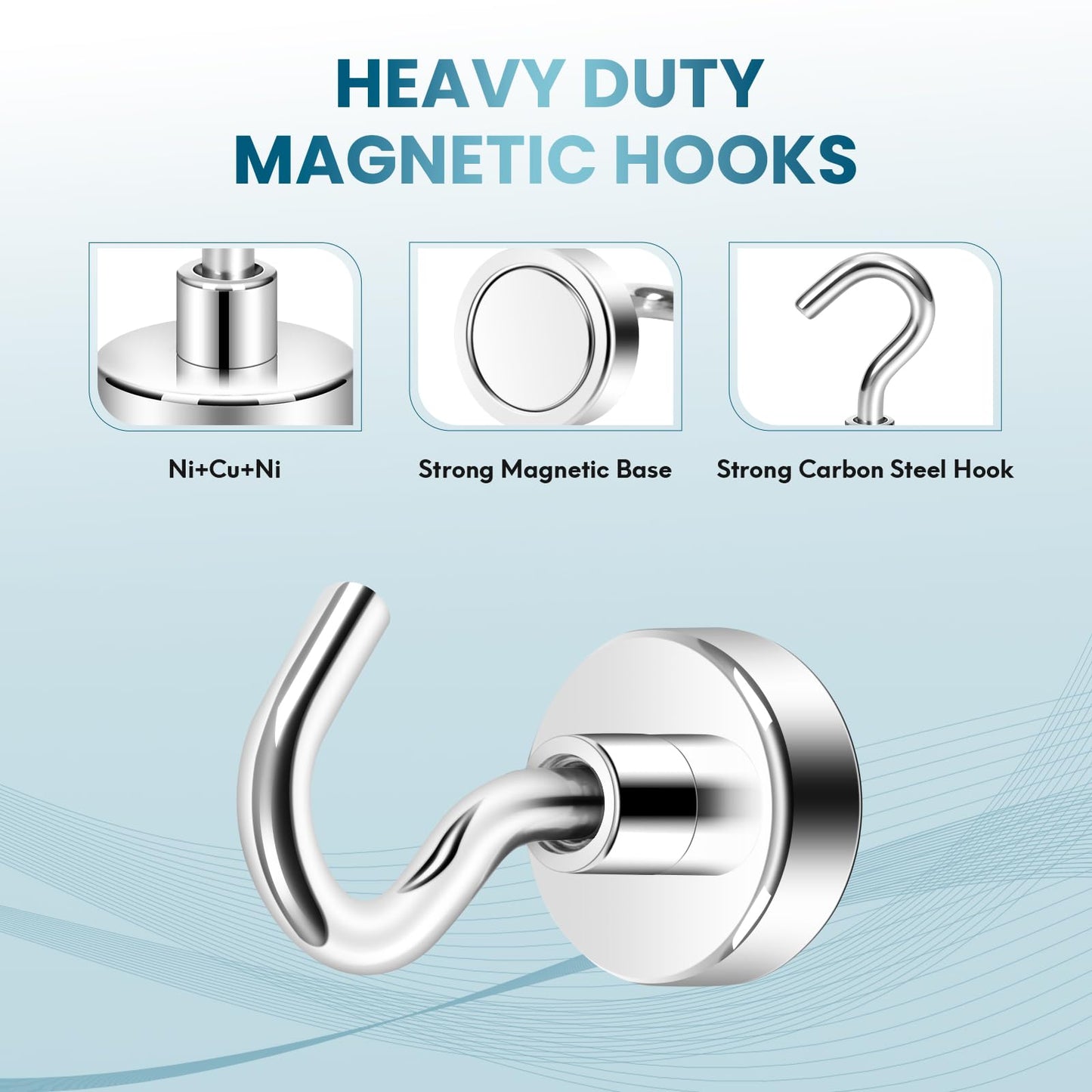 Neosmuk Magnetic Hooks, Cruise Ship Essentials, 32lb+ Heavy Duty Magnetic Hooks for Cruise Cabins, Refrigerator, Grill, Hanging, and Travel | Extra Strong Must-Haves Magnet Hook,Silver Pack of 20