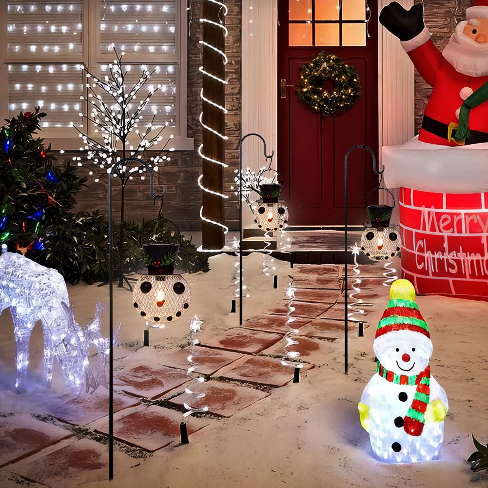 Starsoul Solar Christmas Snowman Lanterns Outdoor Waterproof  Hanging Christmas Led Solar Light Decorations  White Holiday Snowman Lantern For Garden  Patio  Yard  Porch  Gifts For Mom