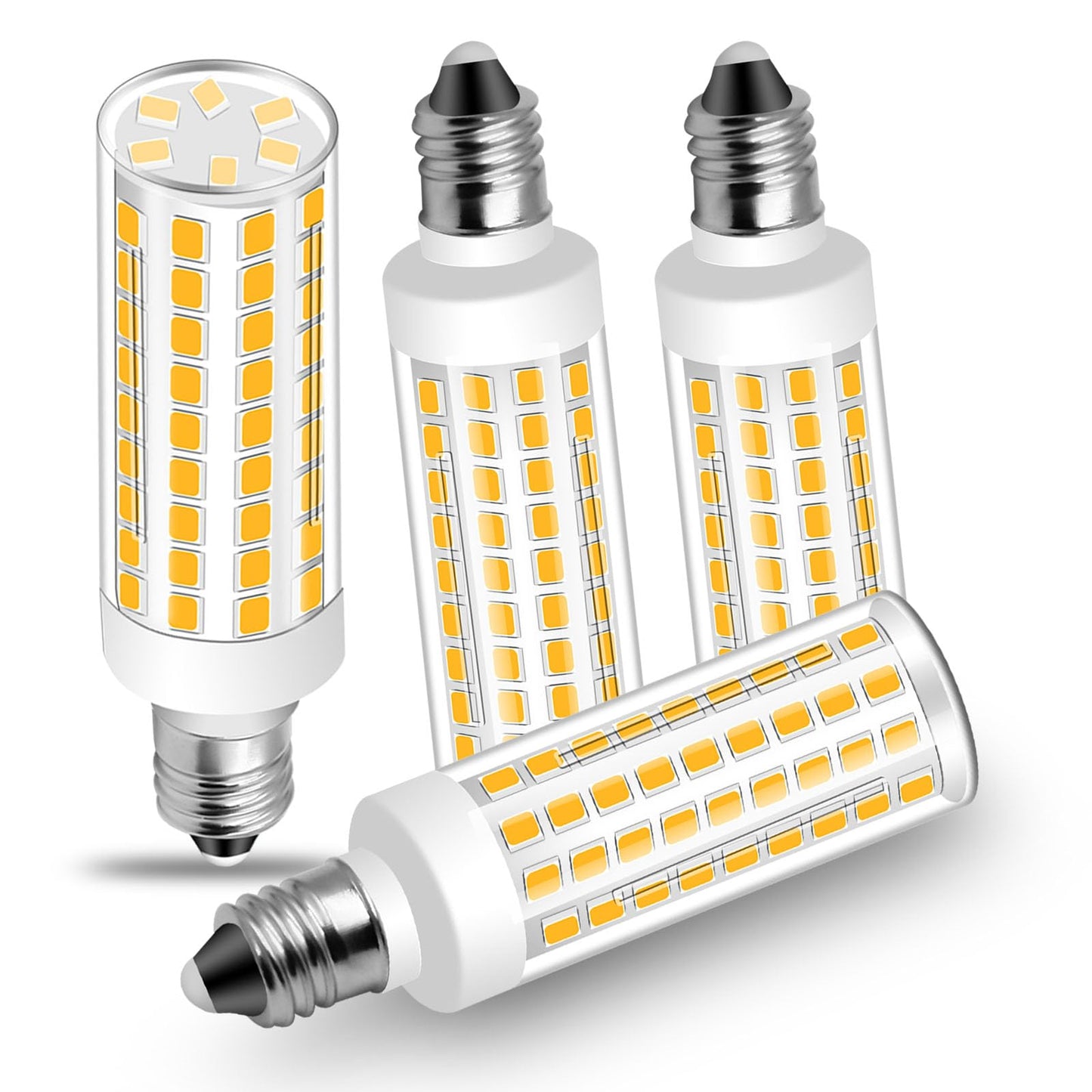 Megereet Jde11 120V 50W Halogen Candelabra Bulb Equivalent E11 Led Bulbs Dimmable 5W 550Lm No-Flicker T3 T4 Mini Base 3000K Warm White E11 Bulb For Ceiling Fan  Cabinet Lighting 4Pcs