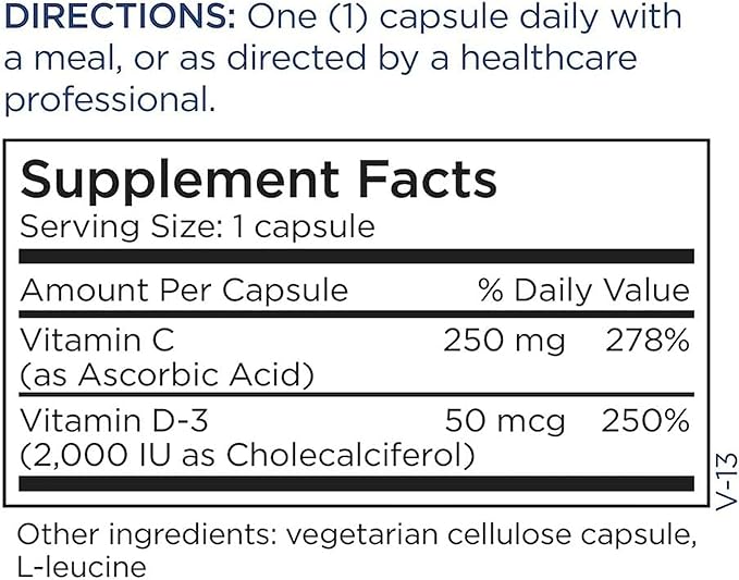 Metabolic Maintenance Vitamin D-3 2000 IU - Superior Absorption D3 with Vitamin C - Bone, Immune, Mood + Cardiovascular Support Supplement, No Fillers (120 Capsules)