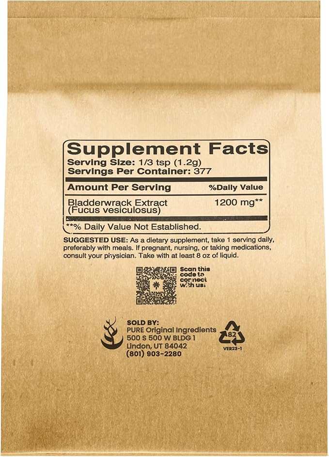 Pure Original Ingredients Bladderwrack Powder (1lb) Fucus Vesiculosus, Herbal Supplement