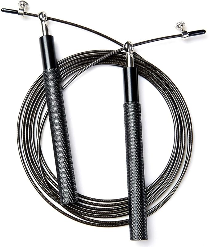 Speed Skipping Rope Adjustable Jumping Rope with Aluminium Alloy Handle and Ball Bearing Tangle-Free Exercise Rope for Hom...