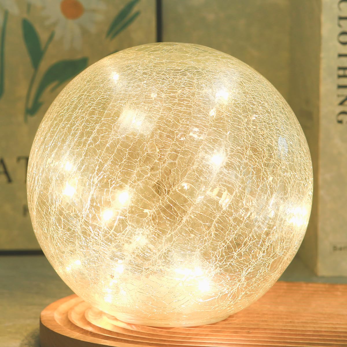 Kaowod  le Globe Led Lamp - 8 Inch Gold Mercury Glass Ball Light For Indoor Christmas Decoration, Clear Battery Operated Night Light