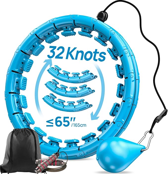 APzek Weighted Exercise Hoop Plus Size, 32 Detachable Knots for Adults & Beginners, 2 in 1 Abdomen Fitness Massage Non Fal...