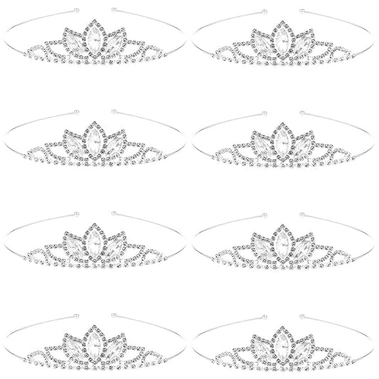 Tihebax Tiaras Crowns for Women Girls 8 Pcs Silver Princess Tiaras Rhinestones Bulk Crown Tiara Headbands Rapunzel Crown f...