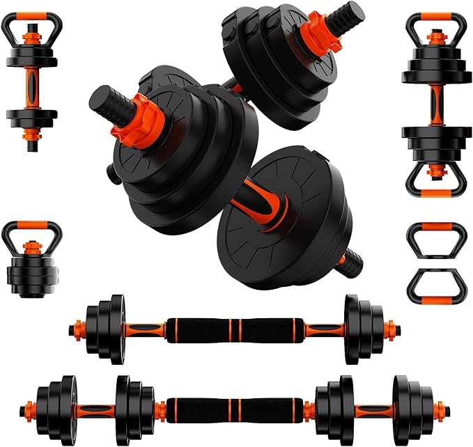 VTORY Adjustable Weights Dumbbell Set, 20/70/90lbs Free Weights Set with Connector, 4 in1 Dumbbells Set Used as Barbell, K...