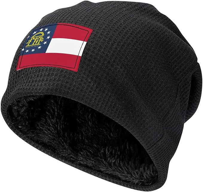 Georgia State Flag Print Lightweight Waffle Pullover Hat Men Women Winter Headwear Outdoor Camping Travel