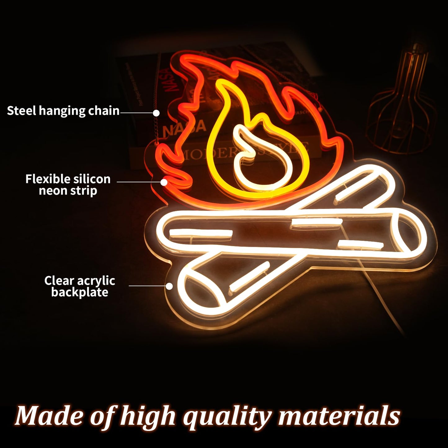 Fire Flame Neon Sign  Stove Fire Led Light  Bedroom Living Decor  Campfire Neon Sign Gift  Camping Decor