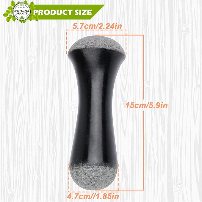 Tianman Granite Replacement Pestle 5.9" Length Polished, Use Pestle on Both Ends (Only Pestle Mortar Not Included) (Granite Polished)