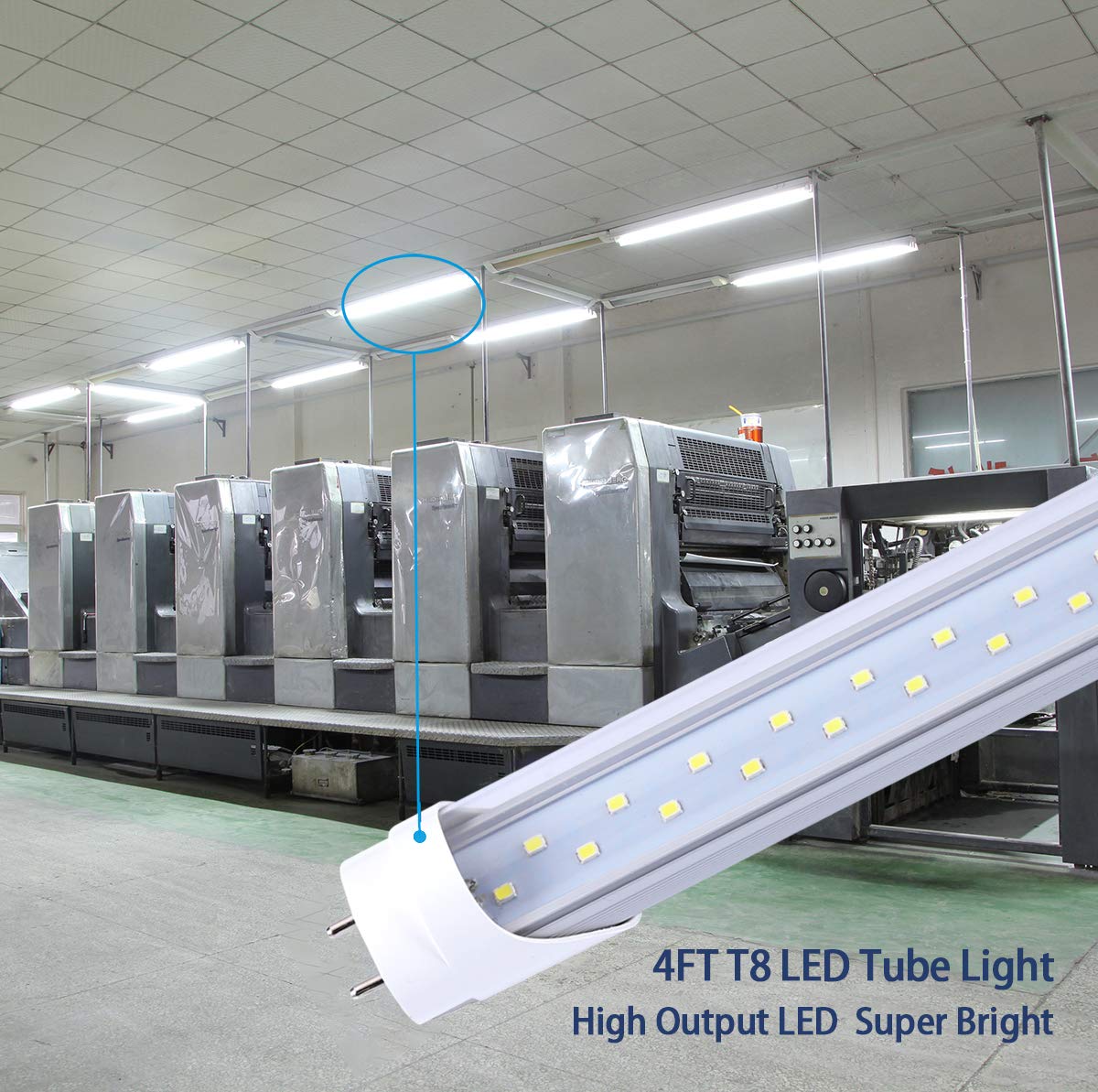 Trlife 4Ft Led Tube Lights, 28W 6000K Cool White, 3360 Lumens, Aluminum, G13-60-28Wt-4, 4 Pack