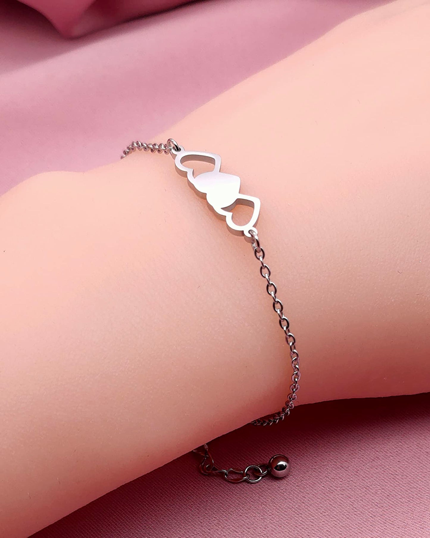 HOFOYA 3 Sister Bracelets Best Friends Bracelets for 3 Set of 3 Link Triple Heart Bracelets 3 BFF 3 Bestie Friendship Gifts Chri