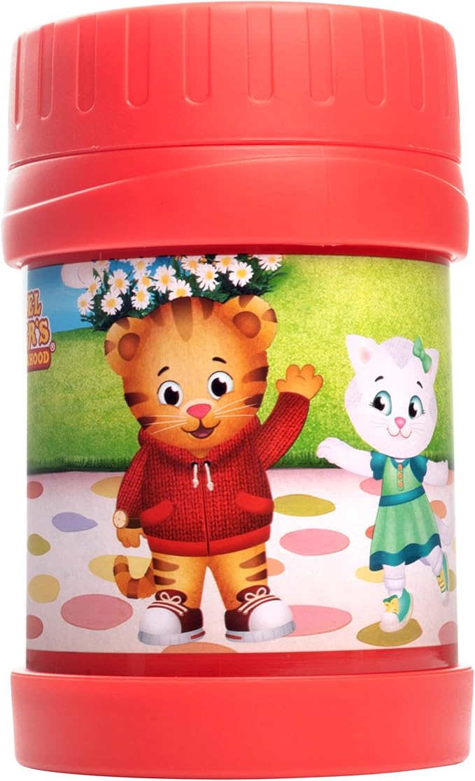 Daniel Tiger's Neighborhood Stainless Steel 13 oz Food Jar for Kids, Red -Double Wall Insulated, Leak-Proof thermos Jar Keeps Liquids & Food Hot or Cold for Hours-Fits Inside All Lunch Boxes & Bags