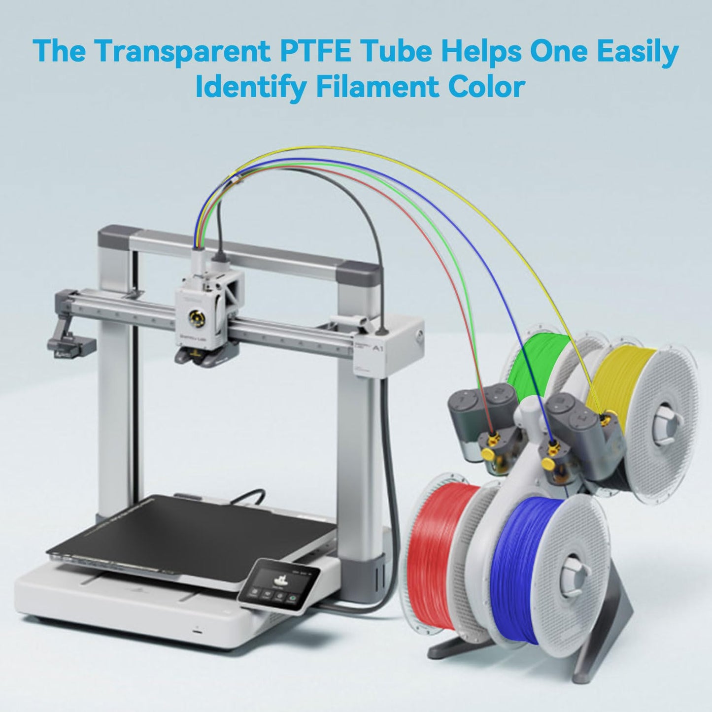 Ultra-Clear Tube for 1.75mm filament with Cutter for Bambu Lab A1/A1 mini AMS/P2S/P1S/X1C,2.5mm IDx4mm OD Length 5M Bowden Tube Ideal for PLA/PETG/ABS (Not for Soft Filaments like TPU) (Transparent)