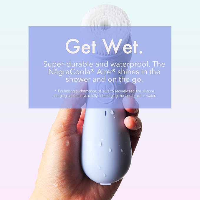 NågraCoola Face Scrubber Exfoliator, Rotating Facial Cleansing Brush for Men & Women, Rechargeable Waterproof, Electric Spin Face Scrub Brush with 2 Heads for Gentle Exfoliating & Deep Cleansing