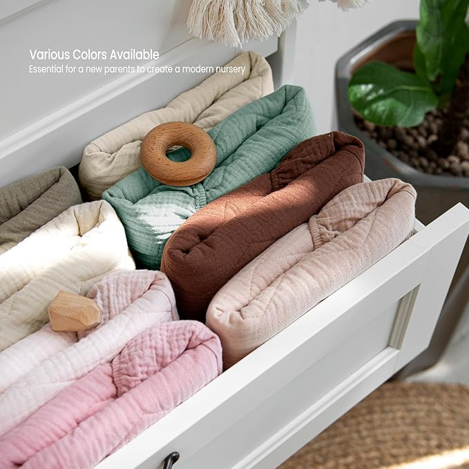 lulumoon Muslin Changing Pad Cover: Baby Cotton Quilted Changing Table Cover - Soft Changing Pad Sheets for Boys Girls