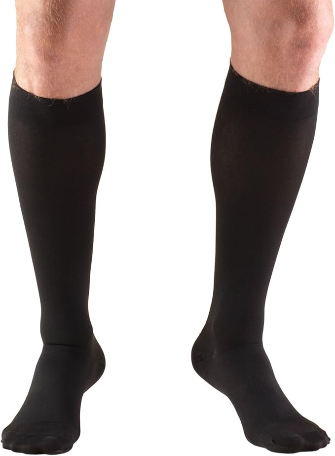 Truform 15-20 mmHg Compression Stockings for Men and Women, Knee High Length, Closed Toe, Black, Medium