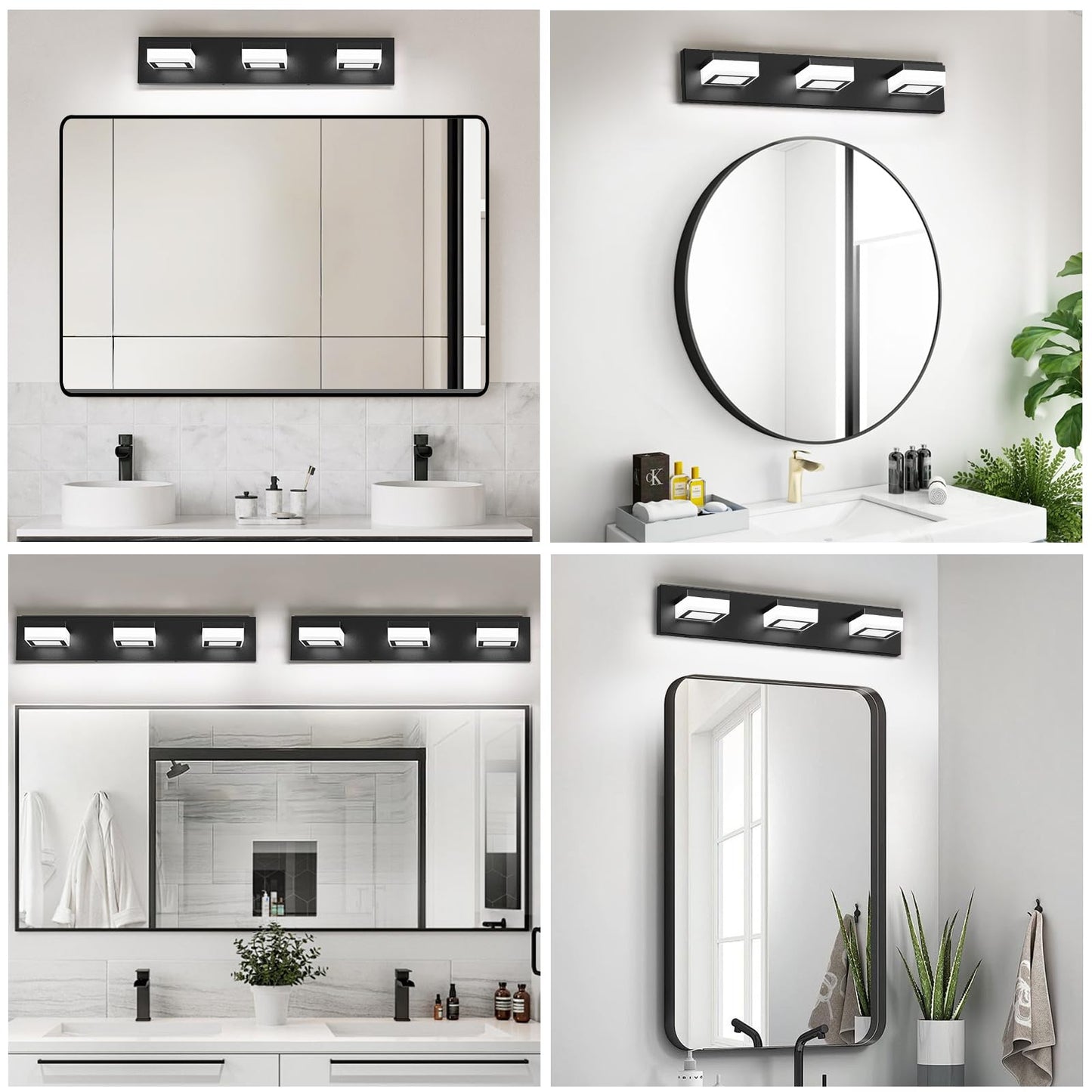 Izorro Led Modern Bathroom Lighting Fixtures Over Mirror (4-Light  30 Inch  Dimmable) Matte Black Bathroom Vanity Light Fixture With 360Rotatable Head (Cool White 6000K)