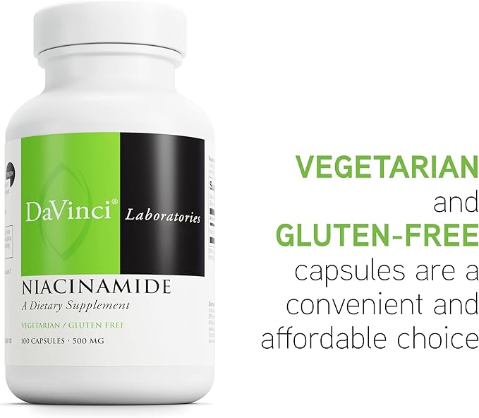 Davinci Labs Niacinamide - Dietary Supplement with Vitamin B3 to Support Circulation and Healthy Skin* - with 500 mg Niacinamide per Serving - Gluten-Free - 100 Vegetarian Capsules