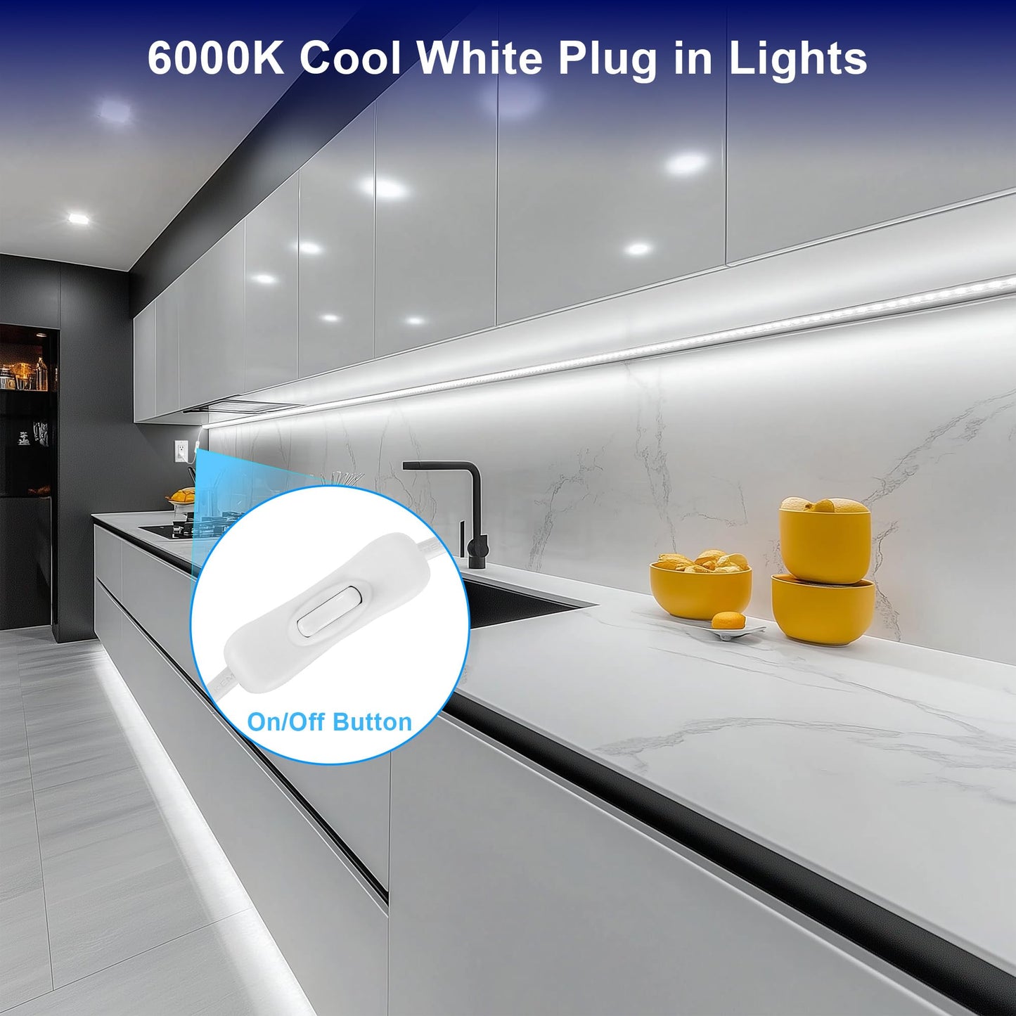maylit Under Cabinet LED Light Bar, 6000K Cool White, 72in Wired, PCB+LED Material