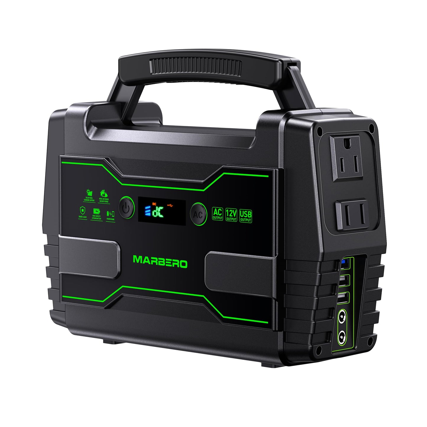 Marbero Portable Power Station 155Wh Camping Solar Generator 100W With Ac Dc And Usb Outputs Led Fast Charge For Outdoor Adventu