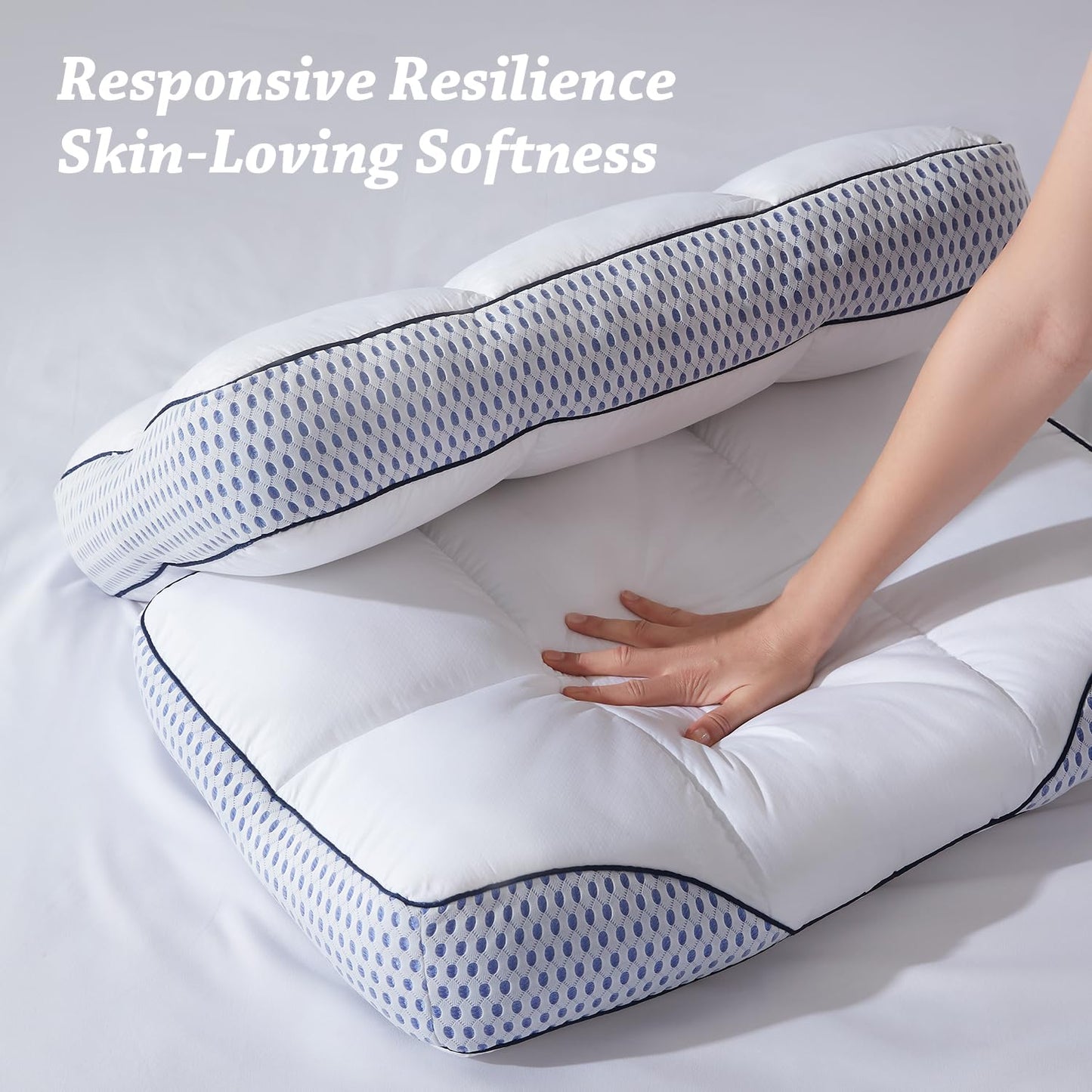 Glaciman Shredded Memory Foam Pillow for Side & Back Sleepers - Ergonomic Pillow with Breathable Cooling Mesh Gusset, Queen (15"x25"x4"), Pack of 1