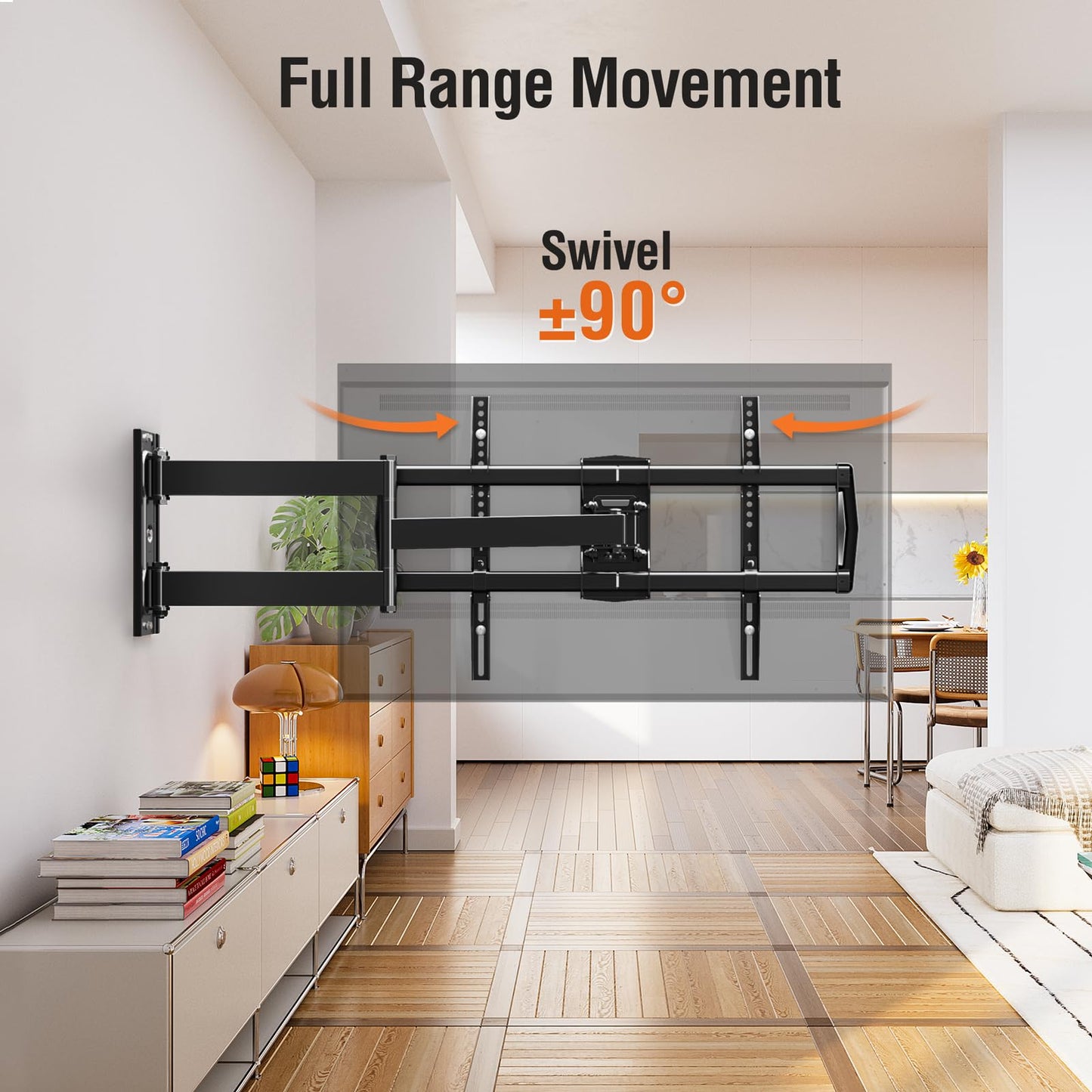 ELIVED Long Arm TV Mount for Most 42-75 Inch TVs, 32" Long Extension Arm Corner TV Wall Mount, Articulating Wall Mount tv Bracket Swivel and Tilt, Holds up to 99 lbs. Max VESA 600x400mm, YD1036