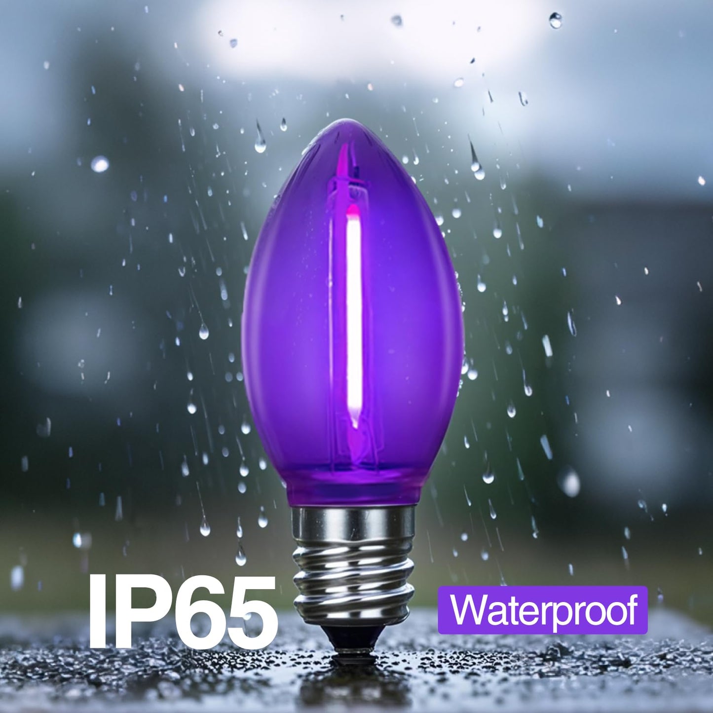 Chysuper 25 Pack C7 Replacement Bulbs  Dark Purple Led Halloween Light Bulbs  E12 Candelabra Base For Christmas Thanksgiving Xmas Tree Holiday Patio Outdoor String Lights Decor