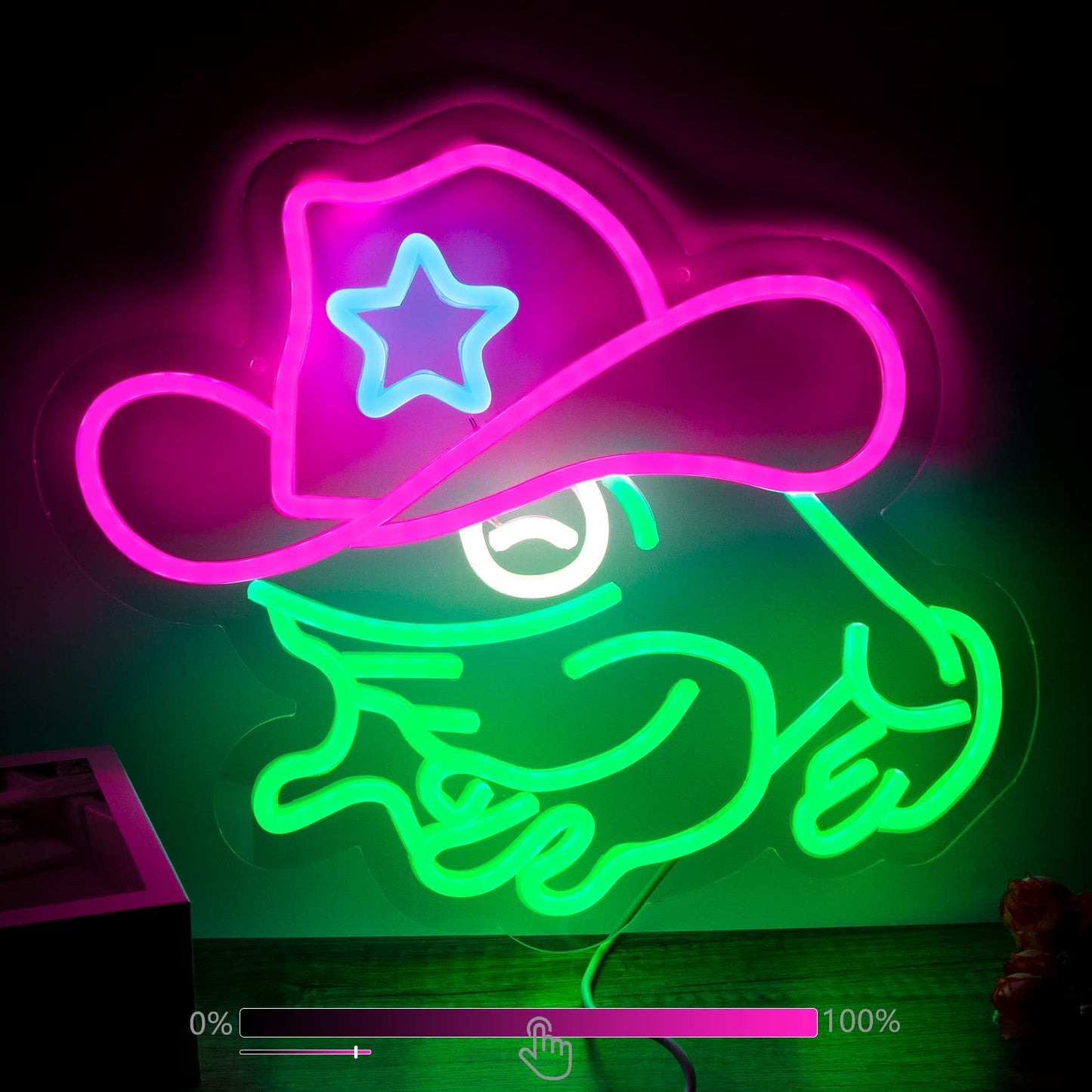 Moodlion Cowboy Hat Neon Signs For Wall Decor  Dimmable Frog Neon Art Sign Led Light Man Cave Cool Funny Bedroom Room Lights  Cute Neon Light Up Signs Frog Decorations Birthday Party Gifts