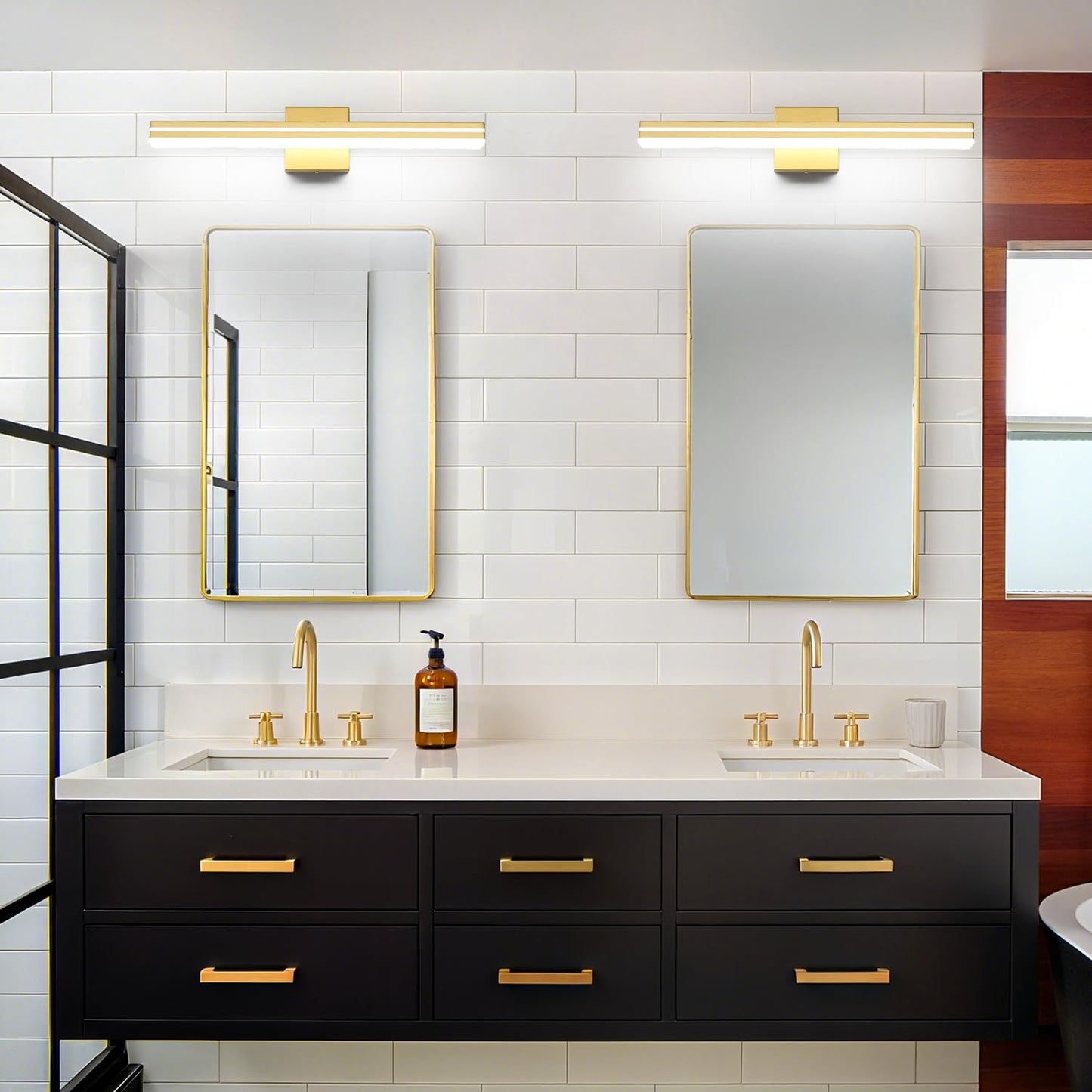 Sinerise 24-Inch Led Modern Bathroom Vanity Light Bar  Gold Modern Acrylic Bathroom Wall Lighting Fixtures Over Mirror (Cool White 6000K)