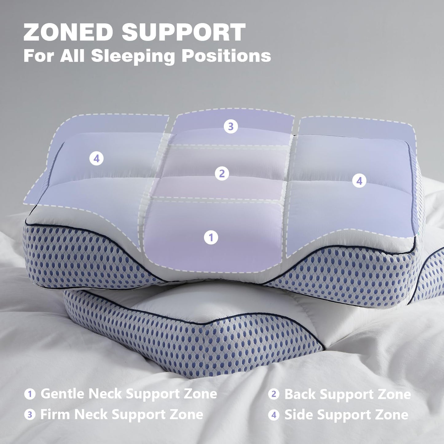 Glaciman Shredded Memory Foam Pillow for Side & Back Sleepers - Ergonomic Pillow with Breathable Cooling Mesh Gusset, Queen (15"x25"x4"), Pack of 1