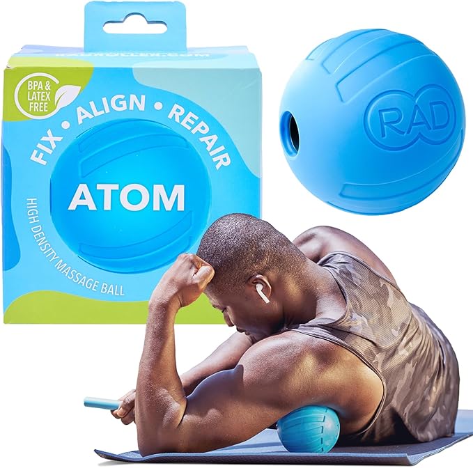 RAD Atom – Extra Firm Yoga Deep Tissue Massage Ball – Myofascial Release Ball for Back Pain, Shoulders, Glutes, Hamstring...
