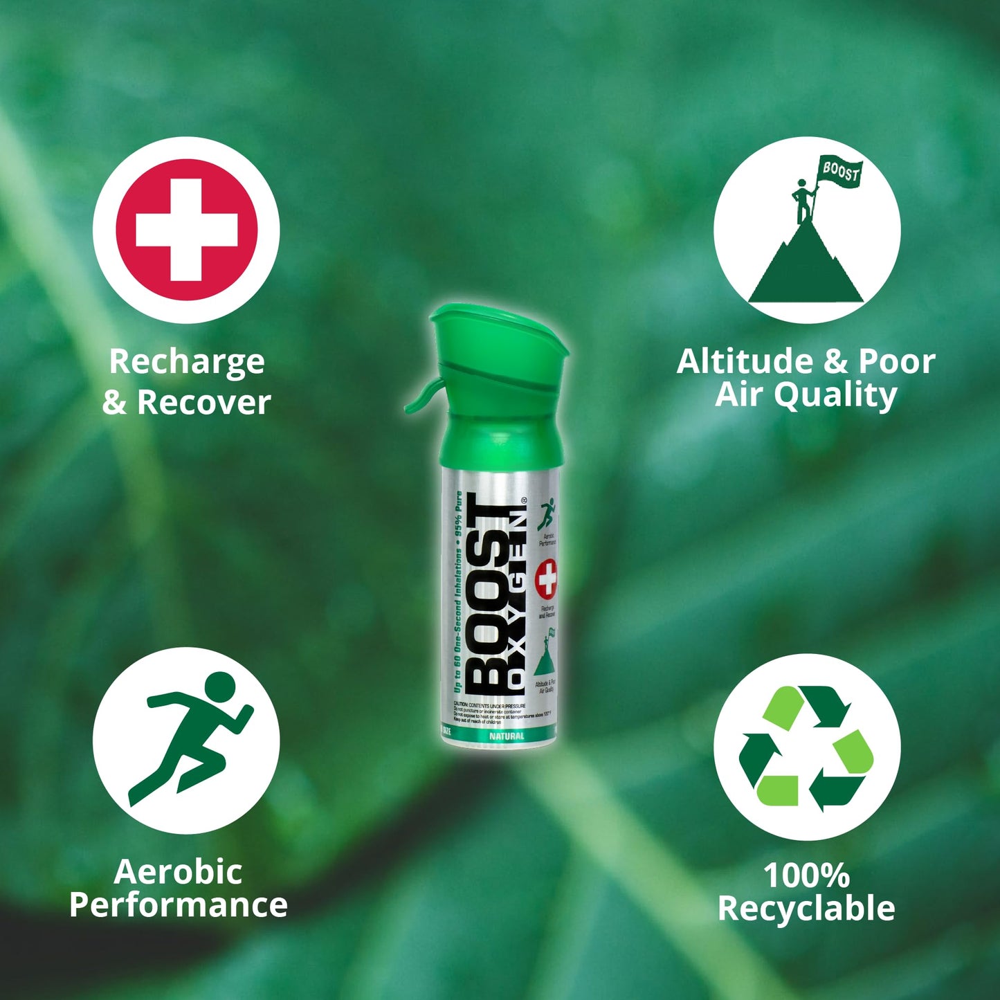 Boost Oxygen Pocket Size Natural 3L Canister | Respiratory Support for Aerobic Recovery, Altitude, Performance & Health (10 Pack)