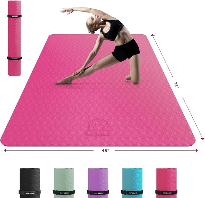 HAPBEAR Extra Large Yoga Mat - 72"x48"/78"x54", 1/4" & 1/3" Thick, Non-Slip, Durable, Eco-Friendly, Wide Exercise Mat for ...