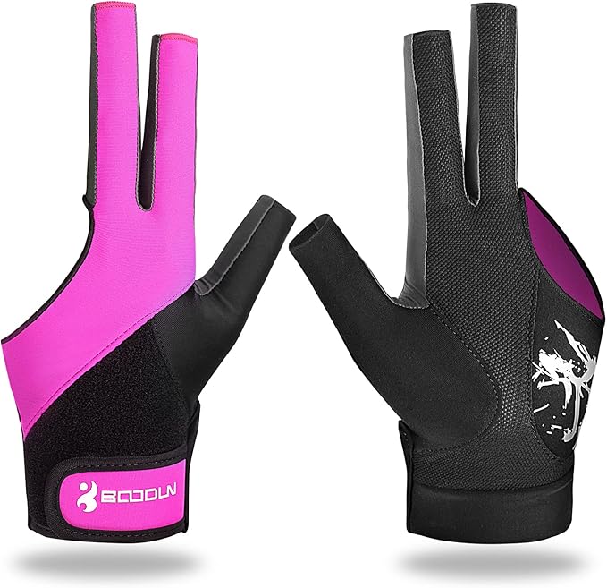 YFY Billiard Pool Gloves for Left Hand 3 Finger, Splicing Process, Snooker Cue Sport Glove Popular Sizes for Men & Women