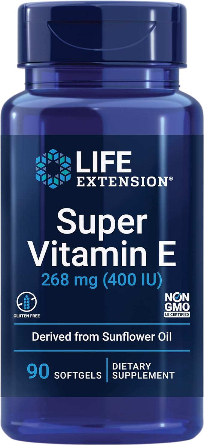 Life Extension Super Ubiquinol CoQ10 Heart Health Cellular Energy 60 Softgels and Super Vitamin E 268mg Immune & Brain Health 90 Softgels Bundle