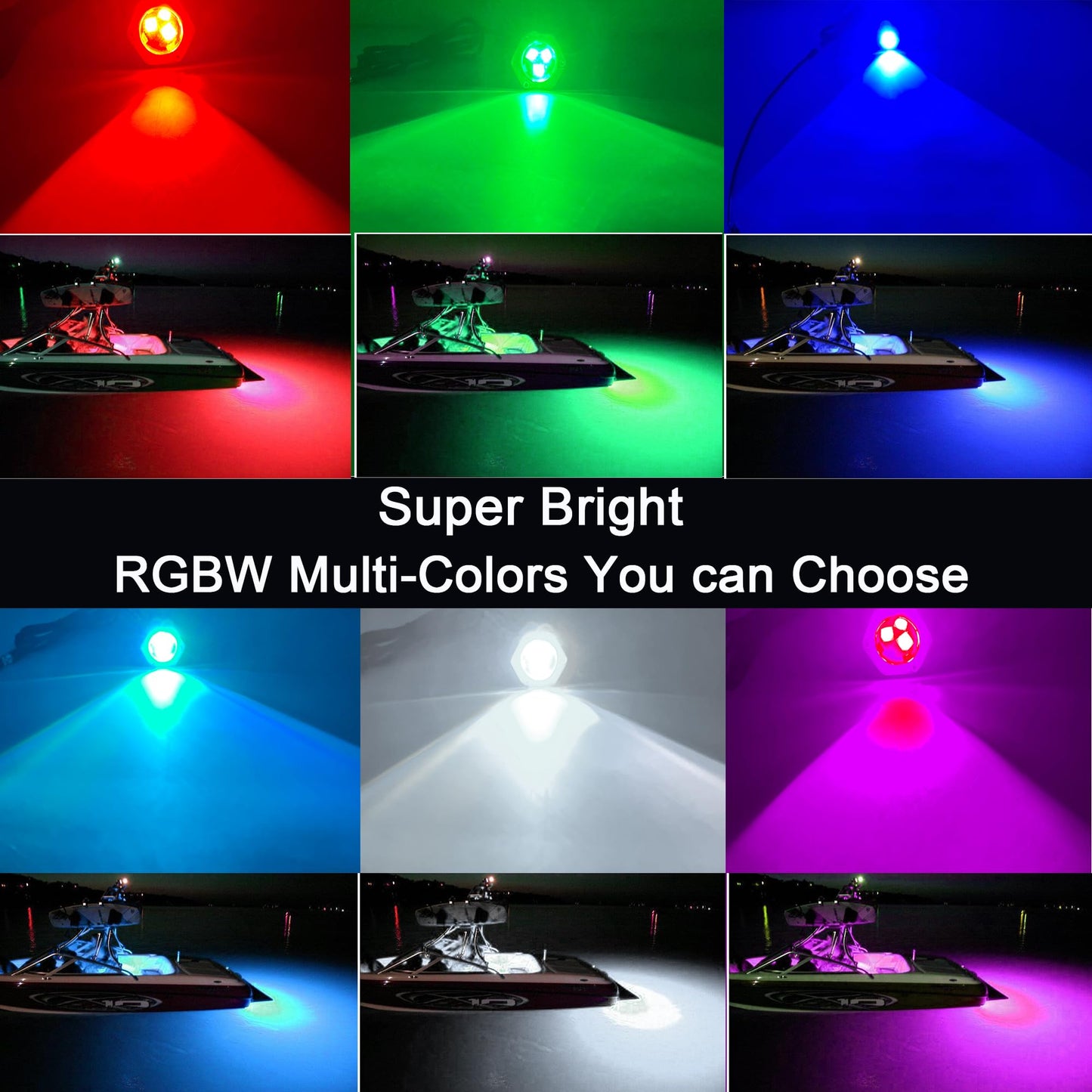 NBWDY Boat Drain Plug Light, RGBW IP68 Underwater Lights, 1/2in NPT, Bronze, APP Remote Control, Smart Cooling System