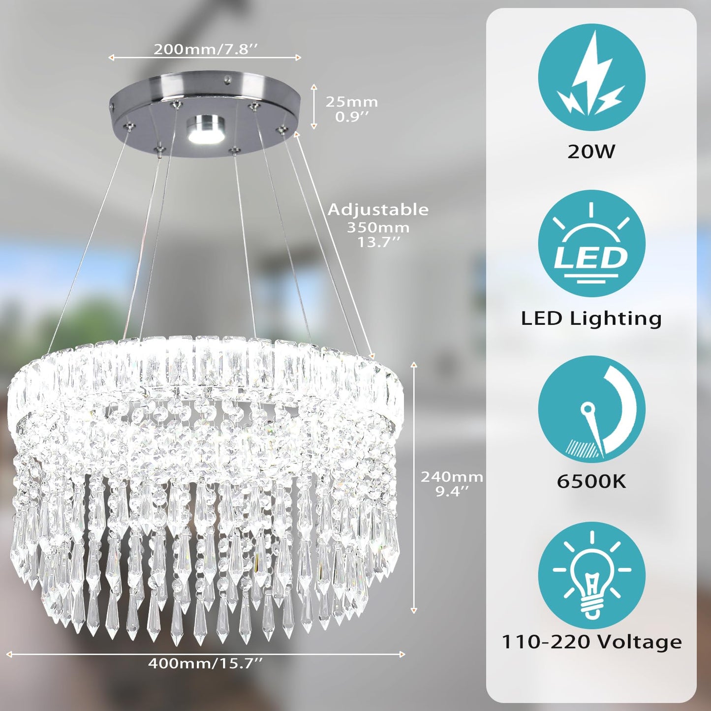 Cainjiazh Modern Crystal Chandelier Light Fixtures stylish Chandeliers Pendant Light Fixtures 16  Round Flush Mount Chandeliers Ceiling Lighting For Living Room Dining Room Bedroom White