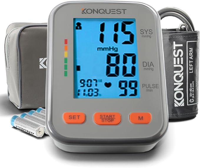 Konquest KBP-2704A Digital Blood Pressure Monitor – Automatic Upper Arm BP Machine with Large Cuff (8.5–16.5 in), Backlit ...