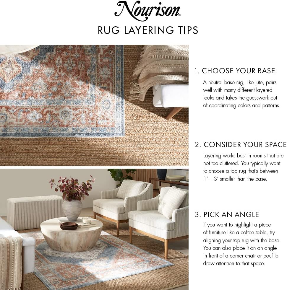 Nourison Home Positano Indoor/Outdoor Green 4' x 6' Area Rug, Easy Cleaning, Non Shedding, Bed Room, Living Room, Dining Room, Backyard, Deck, Patio (4x6)