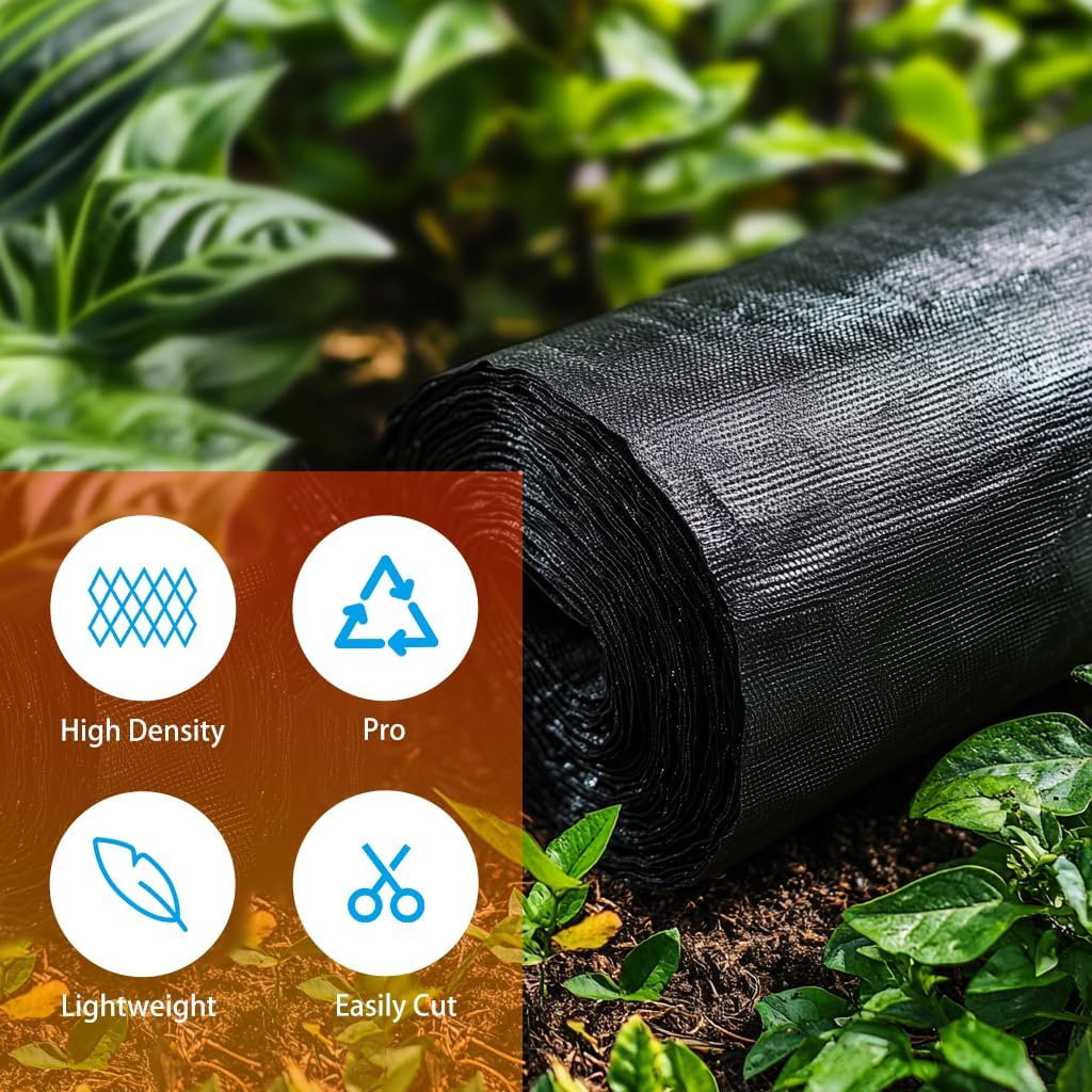 2.4oz-6.5FTx400FT Weed Barrier Landscape Fabric - Durable Weed Block Gardening Ground Cover Mat, Woven Geotextile Fabric for Underlayment, Commercial Driveway Stabilization, Weed Control Cloth